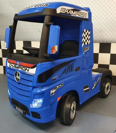 Mercedes vrachtwagen Actros 12V blauw met trailer